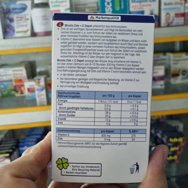 کپسول زینک و ویتامین سی Depot میولیس 60 عدد