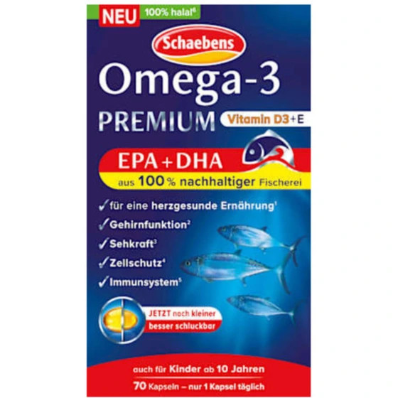 خرید امگا 3 پریمیوم شائبنز حاوی ویتامین D3 و E | 70 کپسول